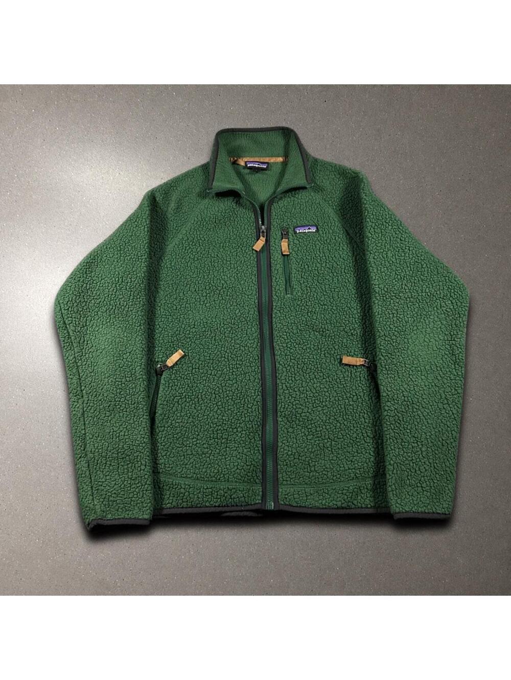 Men's Patagonia Retro Pile Green Full Zip Fleece Jacket - Size Large!